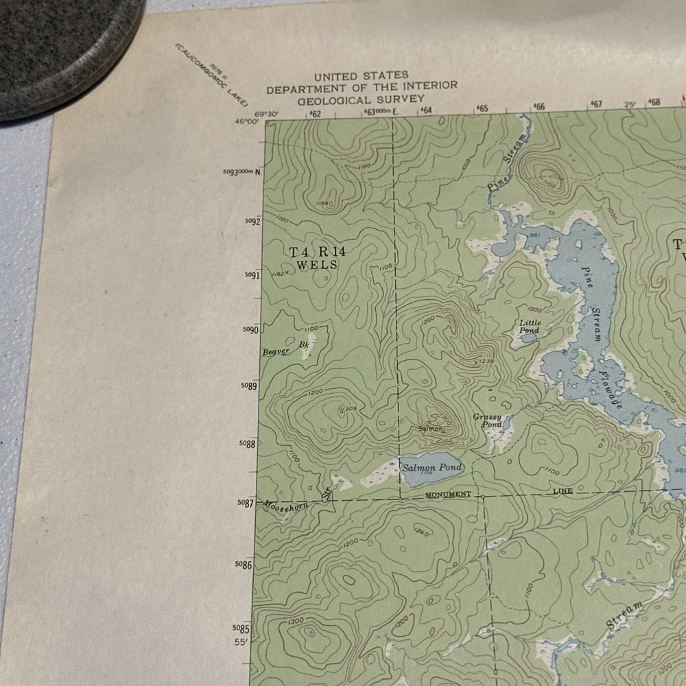 USGS PUBLIC UTILITIES COMM 1954 Ragged Lake, ME Quadrangle Piscataquis 1:625 MAP